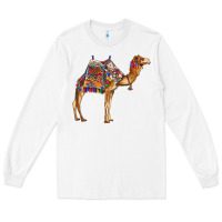 White camel with colorful saddle Long Sleeve Tee - BarkalooDesign