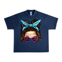 Navy Messy Bun Mom And Pink Leopard Sunglasses Urban Heavy Tee - BundleAndBundleShop