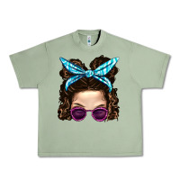 Oil Green Messy Bun Mom And Pink Leopard Sunglasses Urban Heavy Tee - BundleAndBundleShop