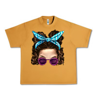 Peanut Butter Messy Bun Mom And Pink Leopard Sunglasses Urban Heavy Tee - BundleAndBundleShop