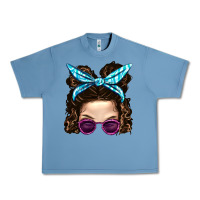 Pebble Blue Messy Bun Mom And Pink Leopard Sunglasses Urban Heavy Tee - BundleAndBundleShop