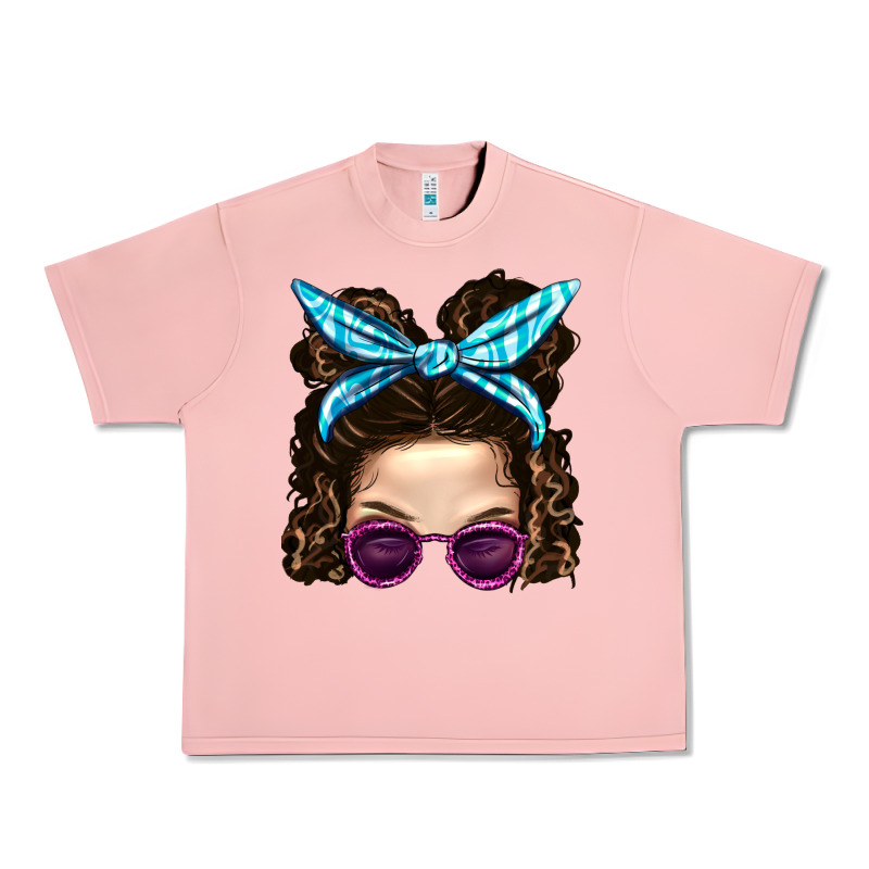 Messy Bun Mom And Pink Leopard Sunglasses Urban Heavy Tee by BundleAndBundleShop | Teevron