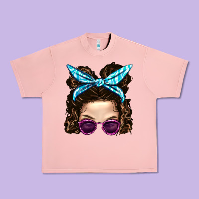 Messy Bun Mom And Pink Leopard Sunglasses Urban Heavy Tee Designed By Bundleandbundleshop