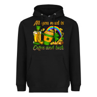 Black St. Patrick's All you need is coffee and luck Heavyweight Hoodie - OliviaCreatesArt