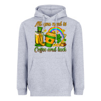 Heather Grey St. Patrick's All you need is coffee and luck Heavyweight Hoodie - OliviaCreatesArt