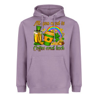 Lavender St. Patrick's All you need is coffee and luck Heavyweight Hoodie - OliviaCreatesArt