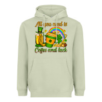 Matcha St. Patrick's All you need is coffee and luck Heavyweight Hoodie - OliviaCreatesArt