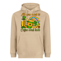 Mushroom St. Patrick's All you need is coffee and luck Heavyweight Hoodie - OliviaCreatesArt
