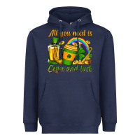 Navy St. Patrick's All you need is coffee and luck Heavyweight Hoodie - OliviaCreatesArt