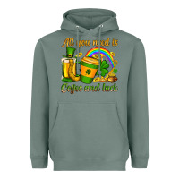 Sage St. Patrick's All you need is coffee and luck Heavyweight Hoodie - OliviaCreatesArt