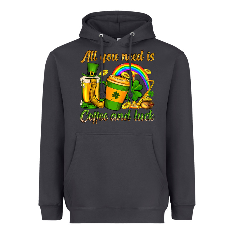 St. Patrick's All You Need Is Coffee And Luck Heavyweight Hoodie by OliviaCreatesArt | Teevron