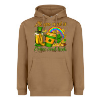 Toasted Coconut St. Patrick's All you need is coffee and luck Heavyweight Hoodie - OliviaCreatesArt