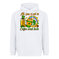 White St. Patrick's All you need is coffee and luck Heavyweight Hoodie - OliviaCreatesArt