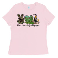Bubblegum Pink Leopard Peace Love Baby Chimpanzee Ladies Tee - LillyAllenDesigns