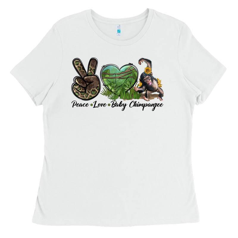 Leopard Peace Love Baby Chimpanzee Ladies Tee by LillyAllenDesigns | Teevron