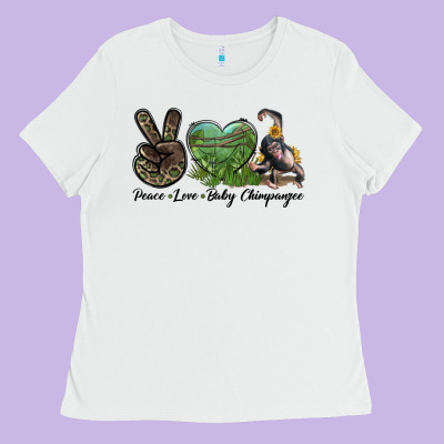 Leopard Peace Love Baby Chimpanzee Ladies Tee Designed By Lillyallendesigns