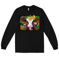 Black st patricks baby cow with leopard background Long Sleeve Tee - Jasminsmagicworld