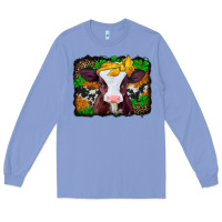 Colony Blue st patricks baby cow with leopard background Long Sleeve Tee - Jasminsmagicworld