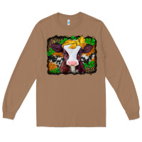 Toasted Coconut st patricks baby cow with leopard background Long Sleeve Tee - Jasminsmagicworld