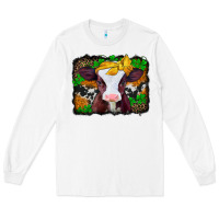 White st patricks baby cow with leopard background Long Sleeve Tee - Jasminsmagicworld
