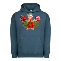Pigment Midnight Navy Chickens Christmas Urban Hoodie - CowhideDigitalArt