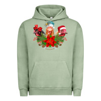 Pigment Oil Green Chickens Christmas Urban Hoodie - CowhideDigitalArt