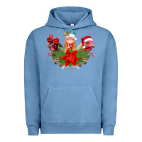 Pigment Pebble Blue Chickens Christmas Urban Hoodie - CowhideDigitalArt