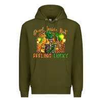 Army Green St. Patrick's Dead inside but feeling lucky Premium Hoodie - HowdyJamesFarm