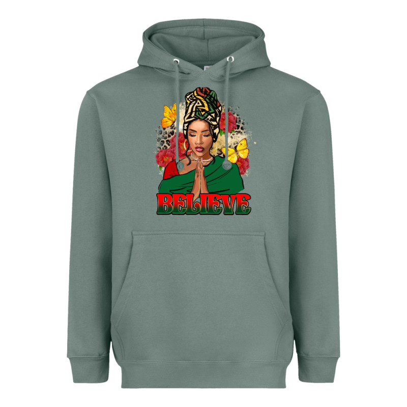Believe Black Woman Heavyweight Hoodie by FaDigitalArtStudio | Teevron