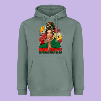 Believe Black Woman Heavyweight Hoodie Designed By Fadigitalartstudio