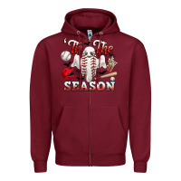Burgundy tis the season baseball halloween Zipper Hoodie - CowGirlArtShop
