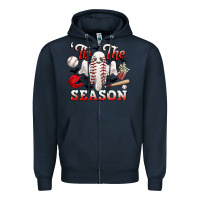 Navy tis the season baseball halloween Zipper Hoodie - CowGirlArtShop