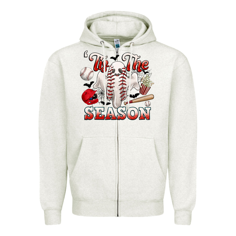 Tis The Season Baseball Halloween Zipper Hoodie by CowGirlArtShop | Teevron