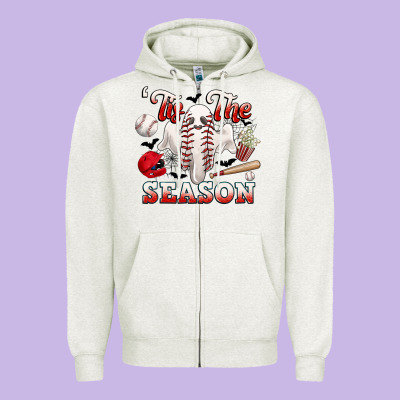 Tis The Season Baseball Halloween Zipper Hoodie Designed By Cowgirlartshop