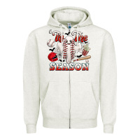 Oatmeal Heather tis the season baseball halloween Zipper Hoodie - CowGirlArtShop