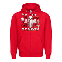 Red tis the season baseball halloween Zipper Hoodie - CowGirlArtShop