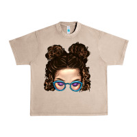 Messy Bun Mom And Glitter Glasses Urban Heavy Tee | Teevron