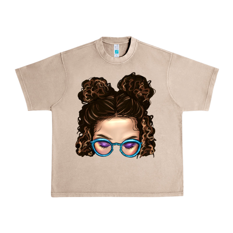 Messy Bun Mom And Glitter Glasses Urban Heavy Tee by BundleAndBundleShop | Teevron