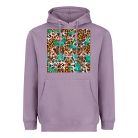 Lavender Western Turquoise Glitter Cowhide Leopard Seamless Heavyweight Hoodie - FaDigitalArtStudio