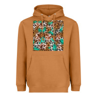 Meerkat Western Turquoise Glitter Cowhide Leopard Seamless Heavyweight Hoodie - FaDigitalArtStudio