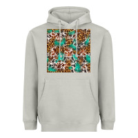 Moon Dust Western Turquoise Glitter Cowhide Leopard Seamless Heavyweight Hoodie - FaDigitalArtStudio