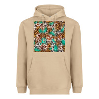Mushroom Western Turquoise Glitter Cowhide Leopard Seamless Heavyweight Hoodie - FaDigitalArtStudio