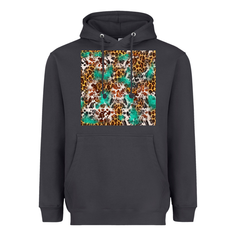Western Turquoise Glitter Cowhide Leopard Seamless Heavyweight Hoodie by FaDigitalArtStudio | Teevron