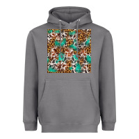 Storm Western Turquoise Glitter Cowhide Leopard Seamless Heavyweight Hoodie - FaDigitalArtStudio