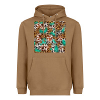 Toasted Coconut Western Turquoise Glitter Cowhide Leopard Seamless Heavyweight Hoodie - FaDigitalArtStudio