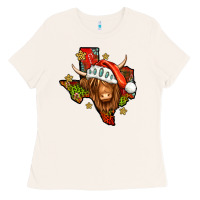 Bone Shaggy cow Texas Christmas Ladies Tee - Jasminsmagicworld