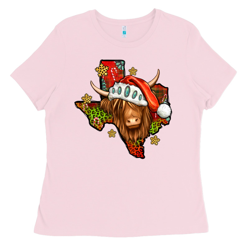 Shaggy Cow Texas Christmas Ladies Tee by Jasminsmagicworld | Teevron