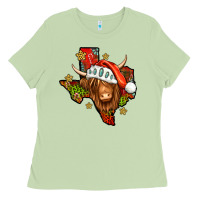 Matcha Shaggy cow Texas Christmas Ladies Tee - Jasminsmagicworld