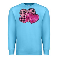 Ocean Blue breast cancer hearts Premium Sweatshirt - FaDigitalArtStudio