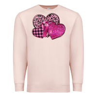 Pale Pink breast cancer hearts Premium Sweatshirt - FaDigitalArtStudio